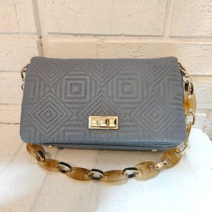 Modern Geometric Embossed Clutch with Chic Acrylic Chain